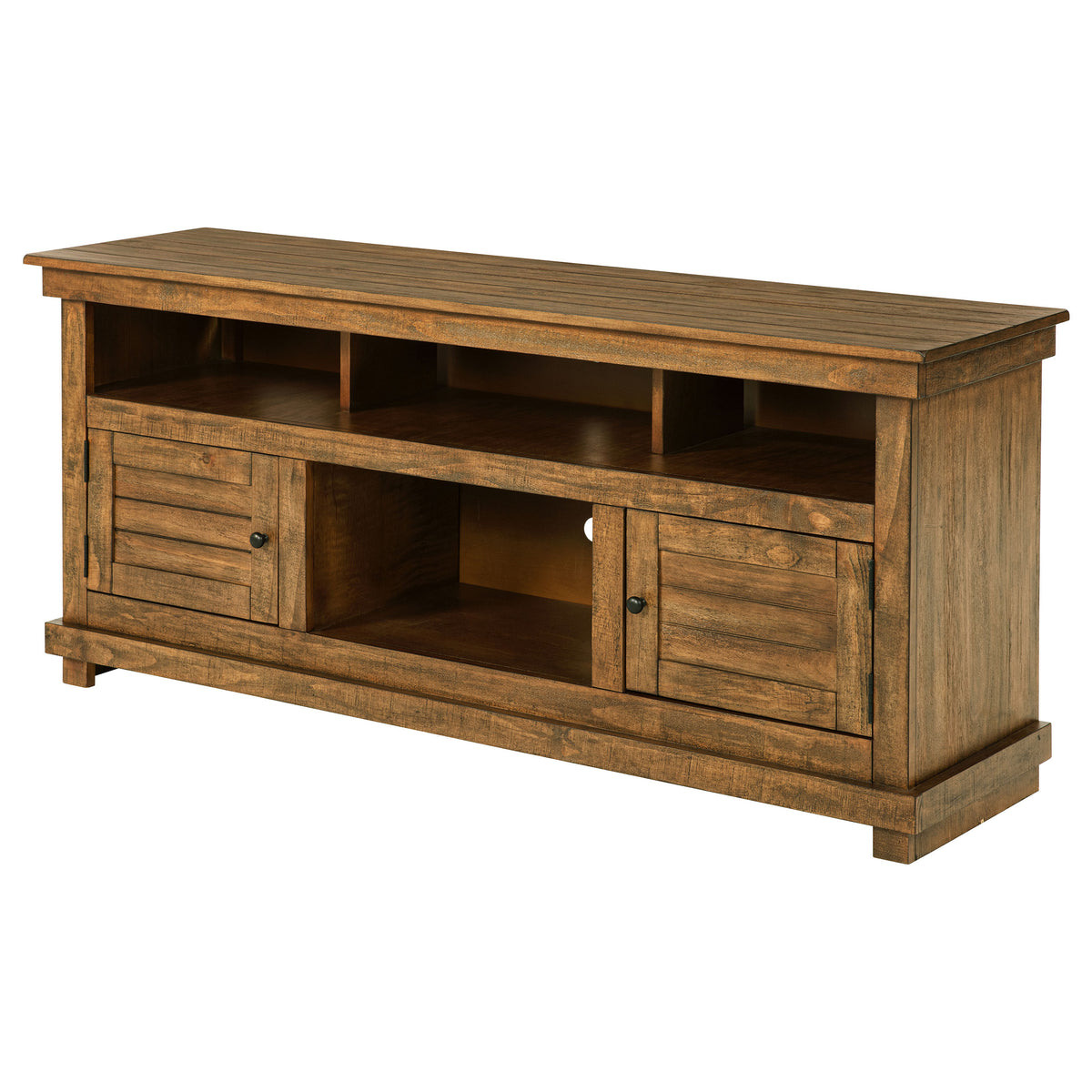 Payne 60" Farmhouse TV Stand with Open Shelves - Distressed Brown Pine for TVs up to 65" – view 5