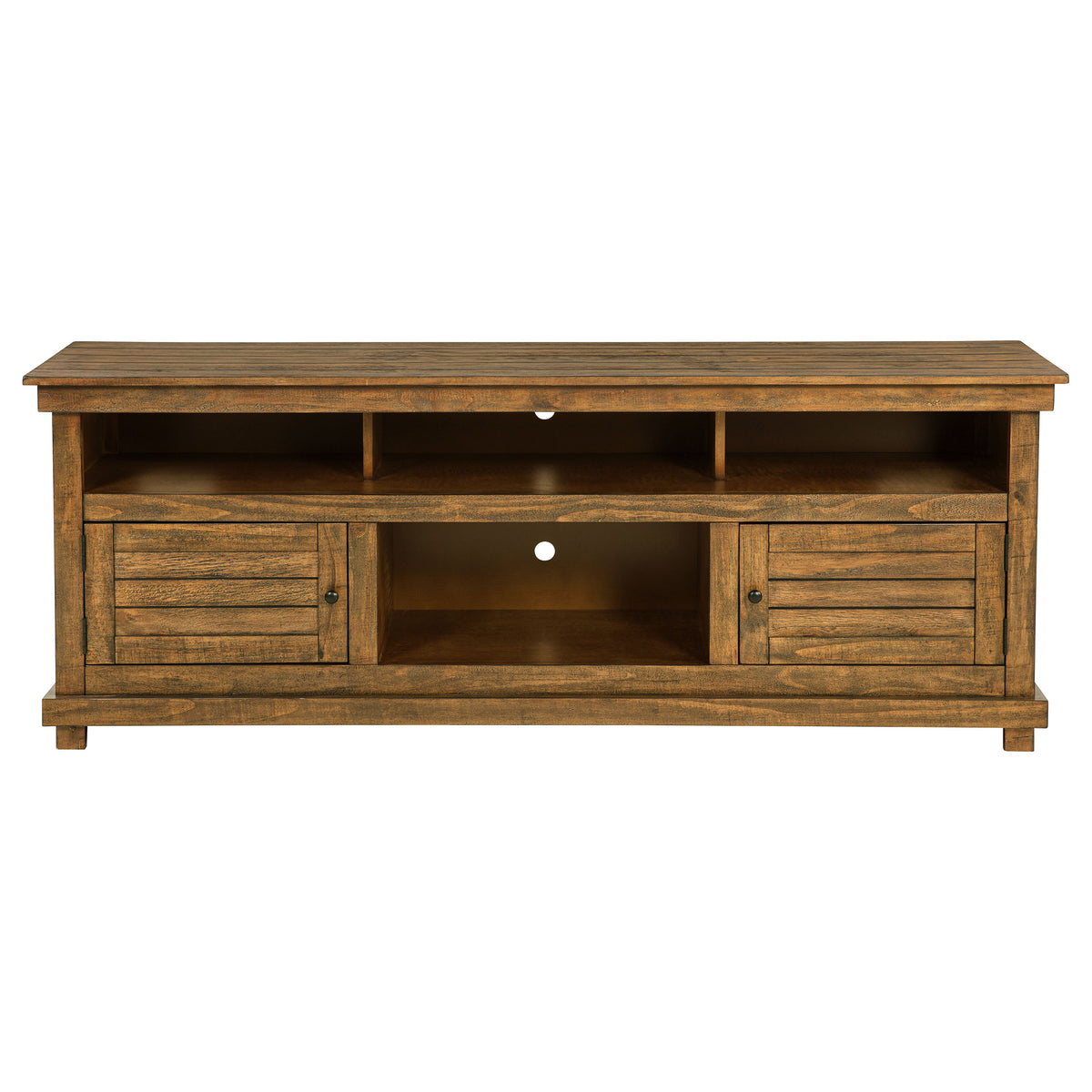 Payne 70" Farmhouse TV Stand - Two Cabinets & Open Shelves in Distressed Brown, Fits TVs up to 75" – view 3