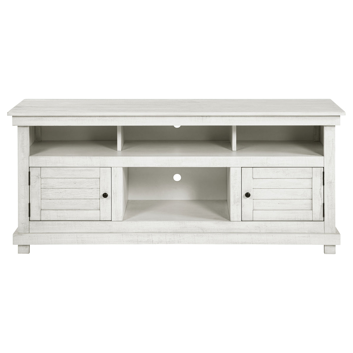 Payne 60" Farmhouse TV Stand - Distressed White Media Console with Open Shelves, Fits TVs up to 65" – view 3