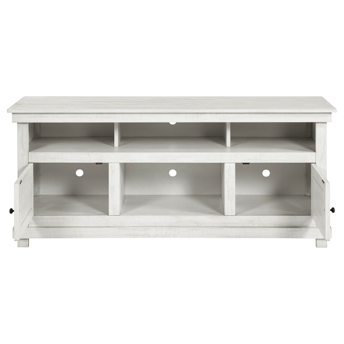 Payne 60" Farmhouse TV Stand - Distressed White Media Console with Open Shelves, Fits TVs up to 65" – view 4
