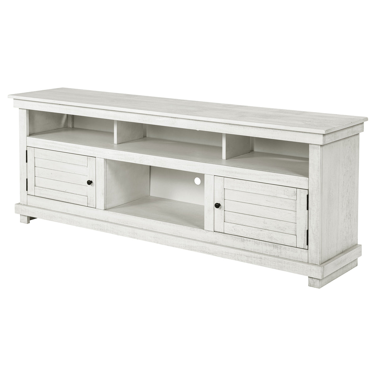 Payne 70" TV Stand - Farmhouse Media Console with Cabinets & Open Shelves in Distressed White – view 5