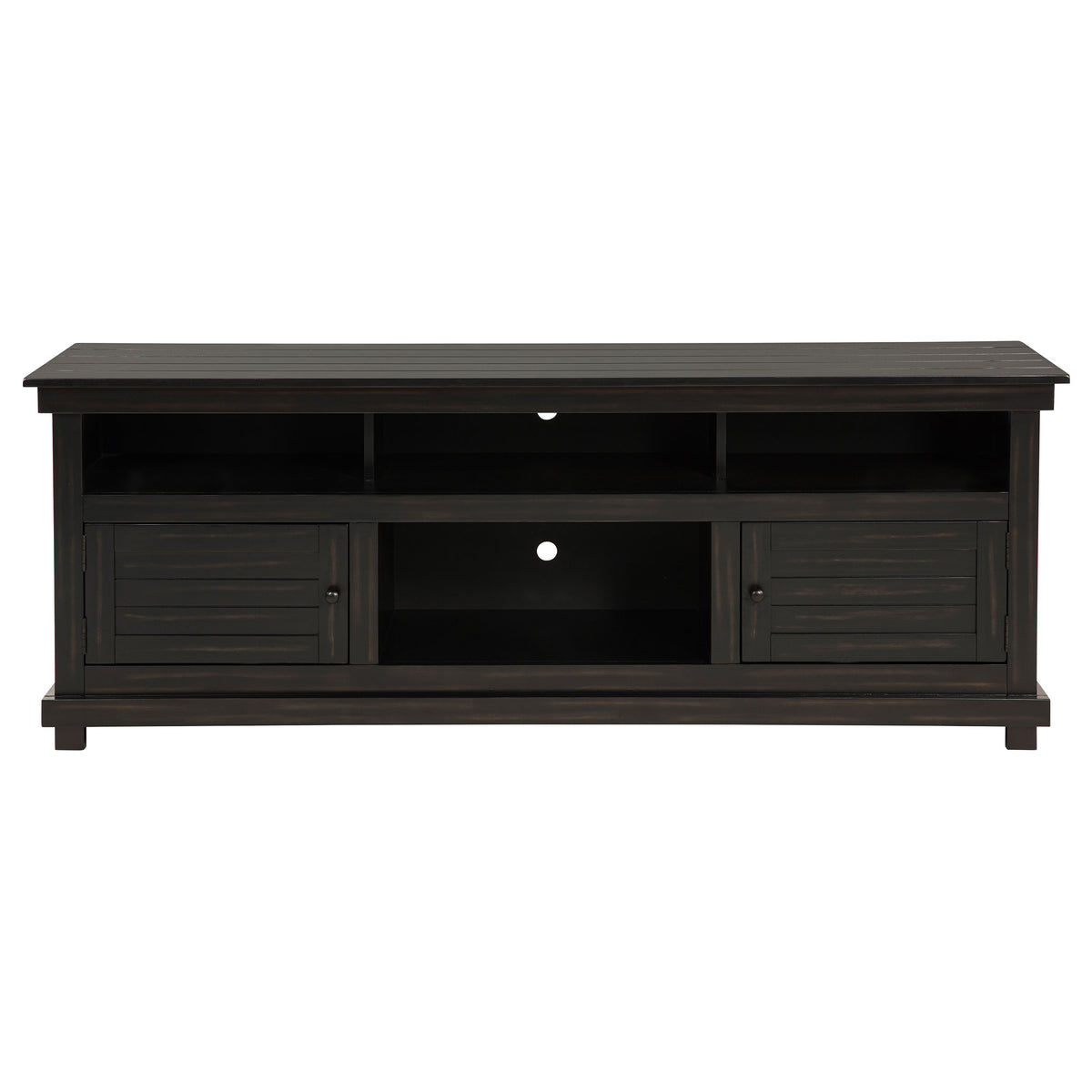 Payne 70" Farmhouse TV Stand - Distressed Java Pine with Cabinets & Open Shelves – view 3
