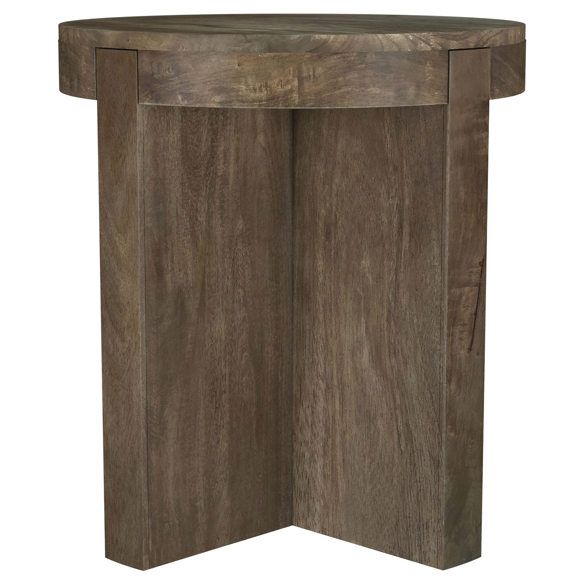 Kinkaid Round Solid Mango Wood Coffee & End Table - Thick Slab Legs in Dark Brown – view 20