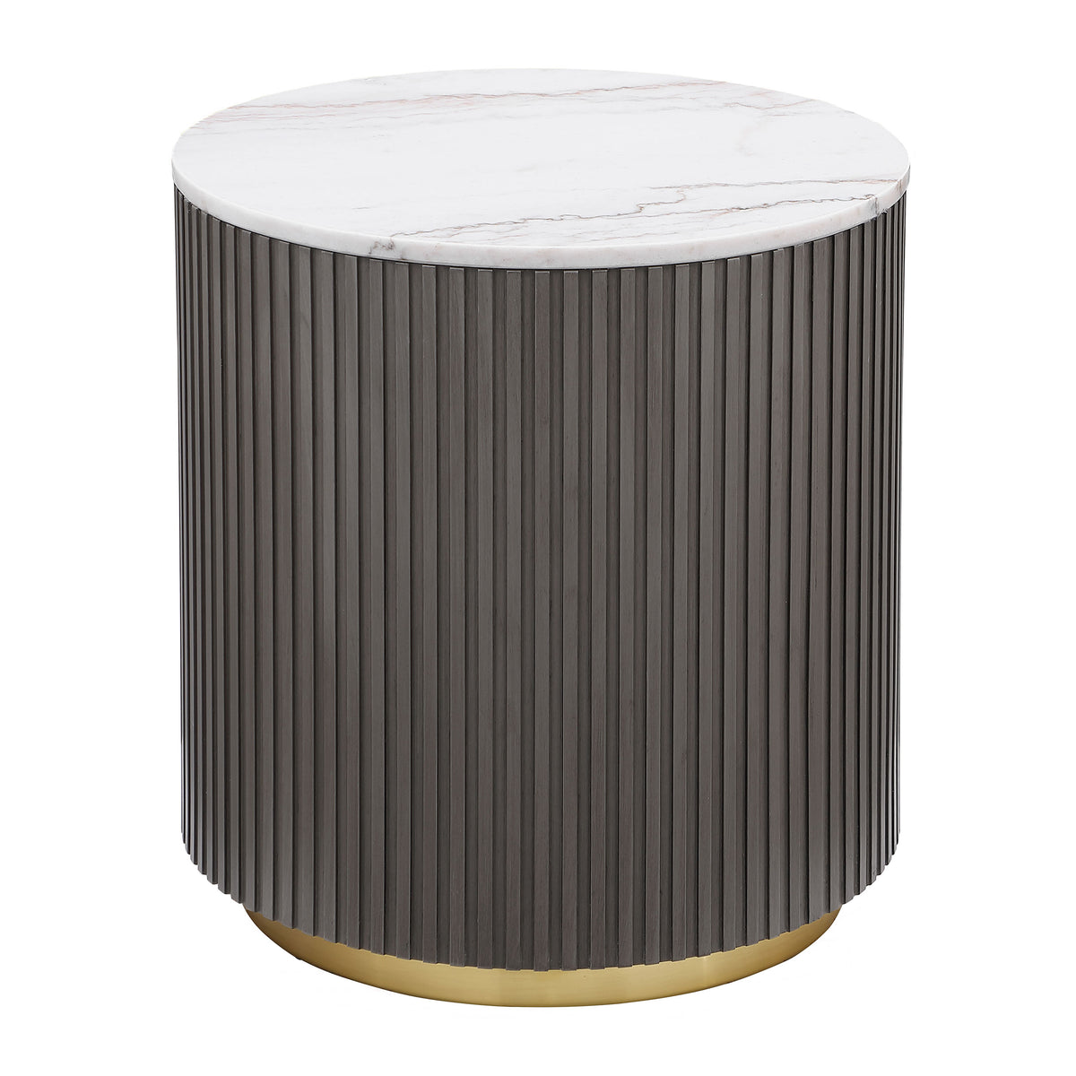 Jason Round White Marble Top Coffee Table, End Table & Sets - End Table