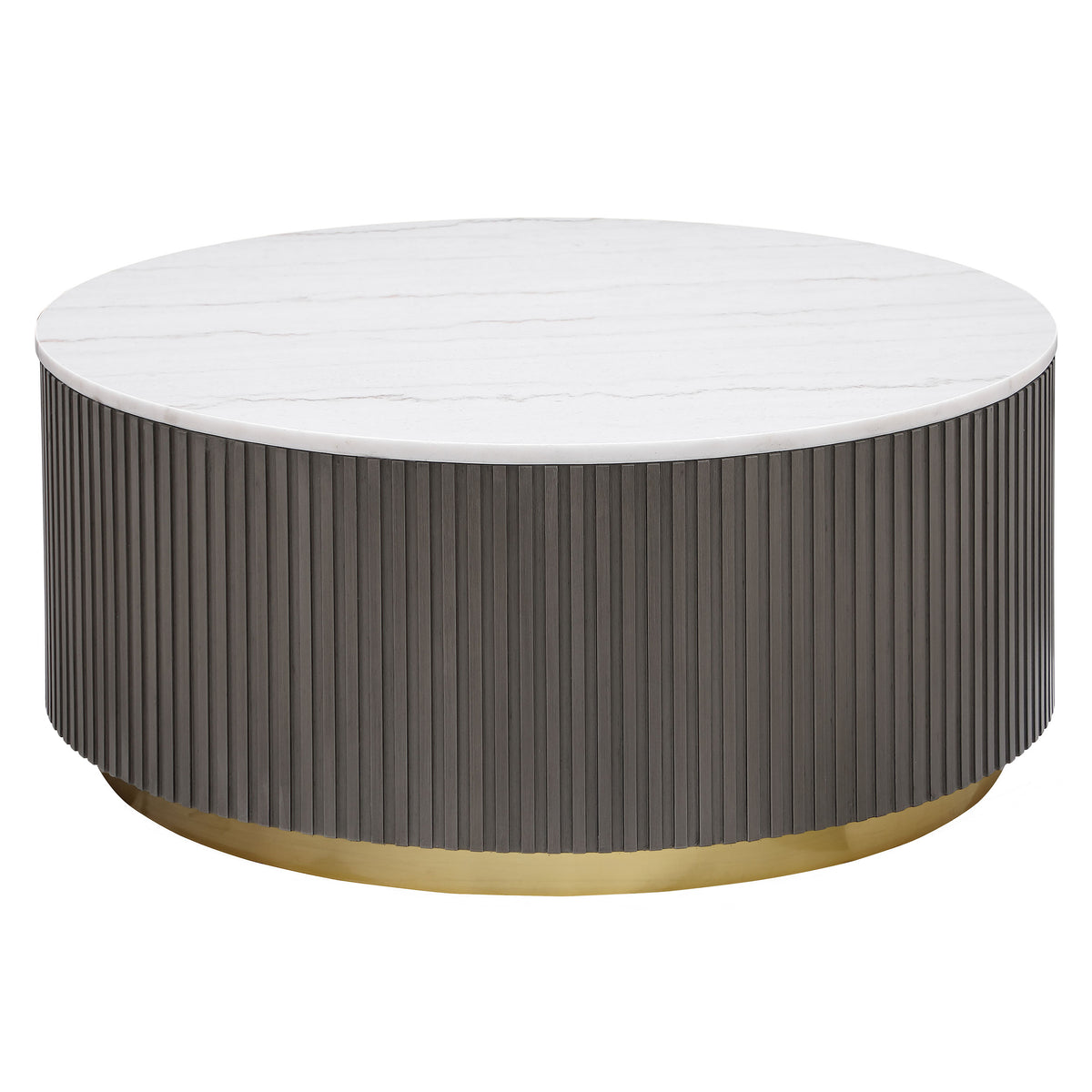 Jason Round White Marble Top Coffee Table, End Table & Sets - Coffee Table