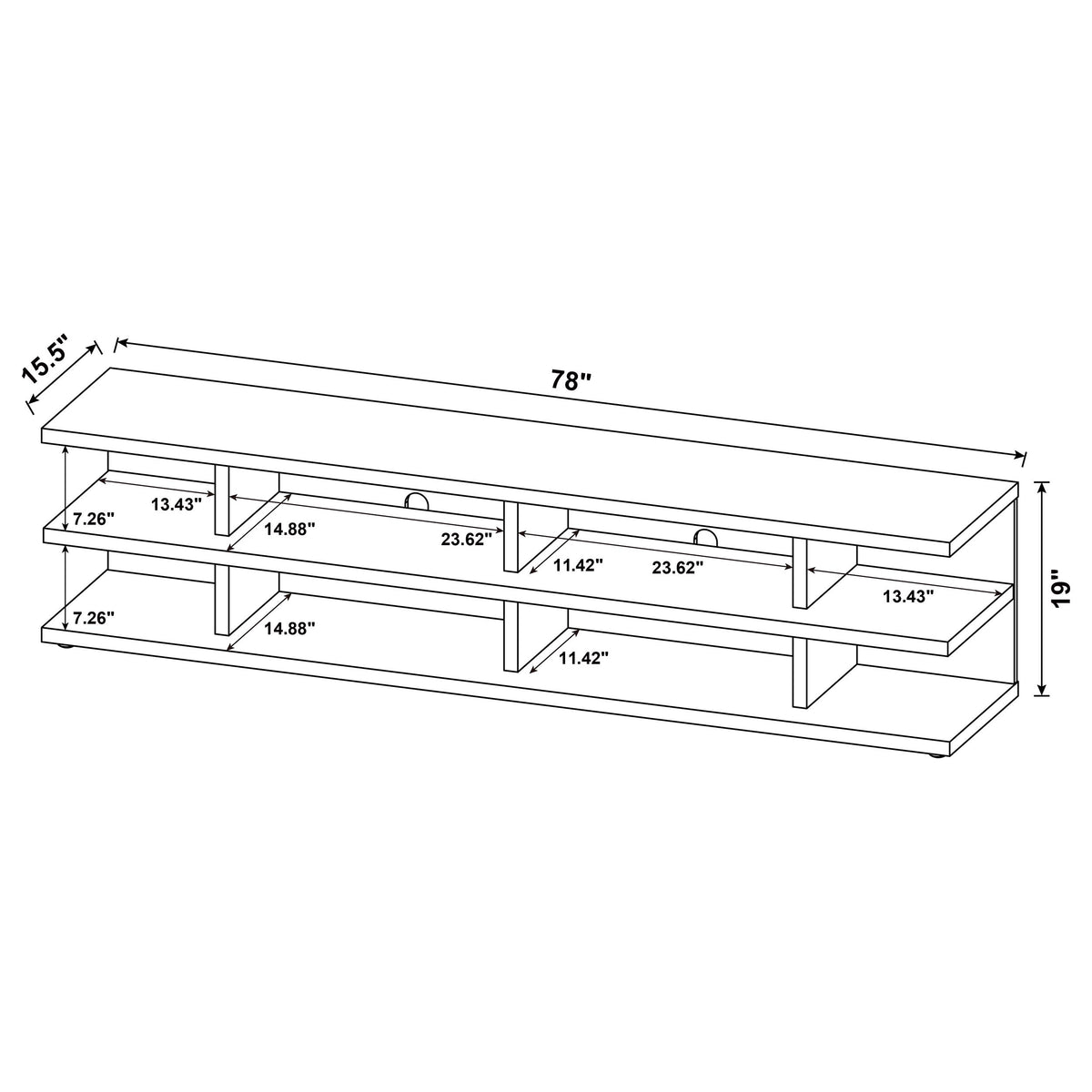 Cartmill 78" TV Stand - Rustic Mango 2-Tier Media Console for TVs up to 85" – view 10