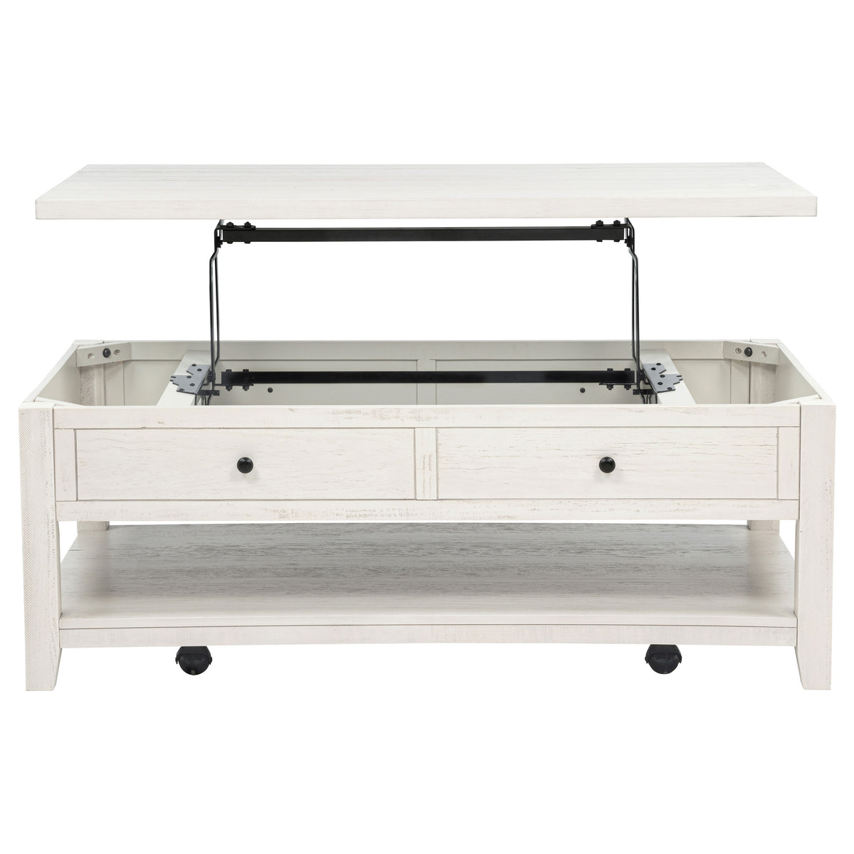 Payne 48" Lift-Top Coffee Table with Storage & Casters - Coastal Distressed White Pine – view 6