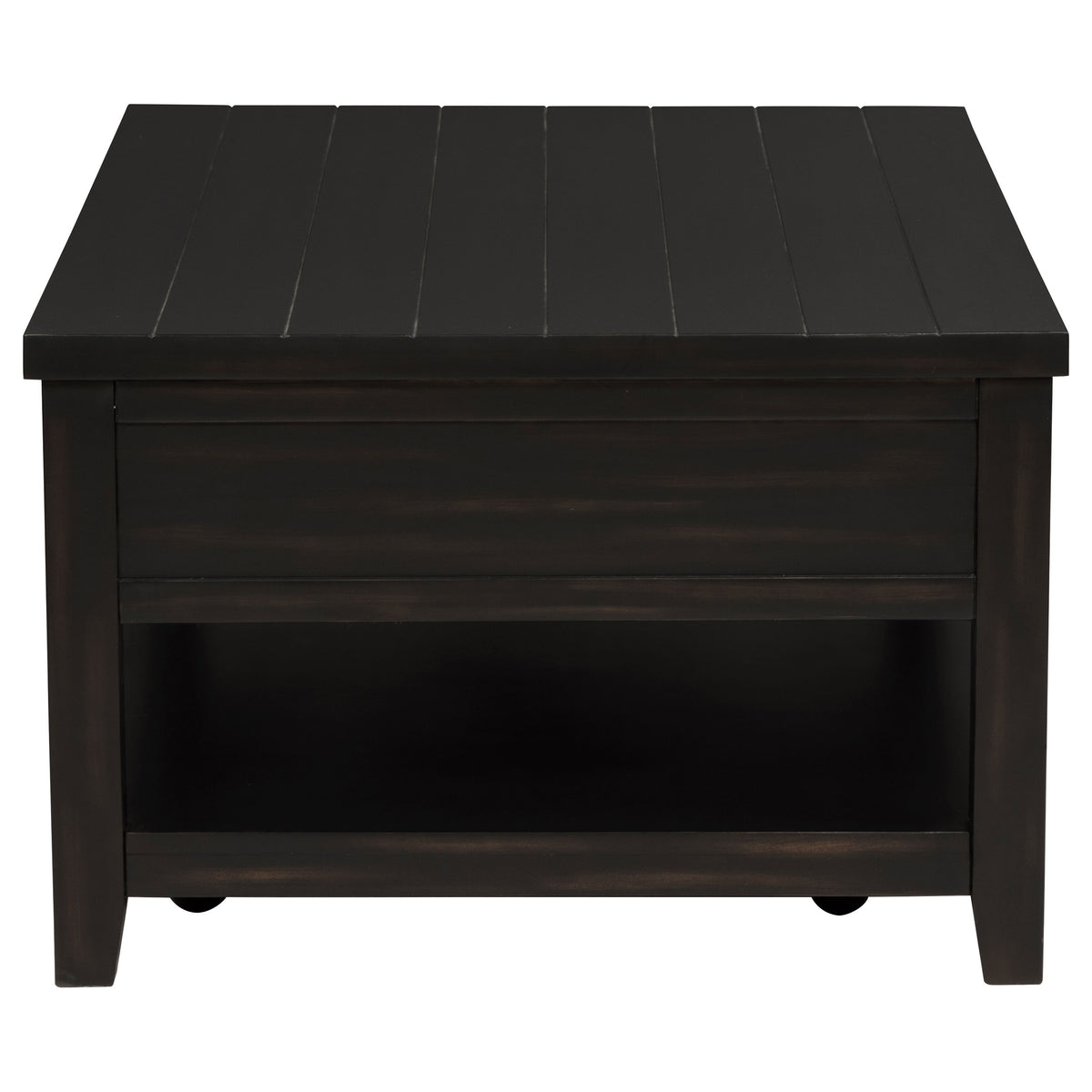 Concord Coffee Table & End Table - Distressed Java Planked Top with Louvered Drawers – view 9