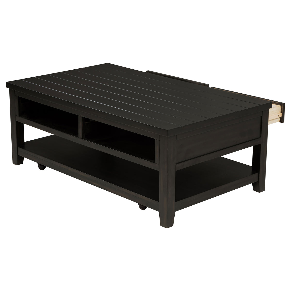 Concord Coffee Table & End Table - Distressed Java Planked Top with Louvered Drawers – view 10