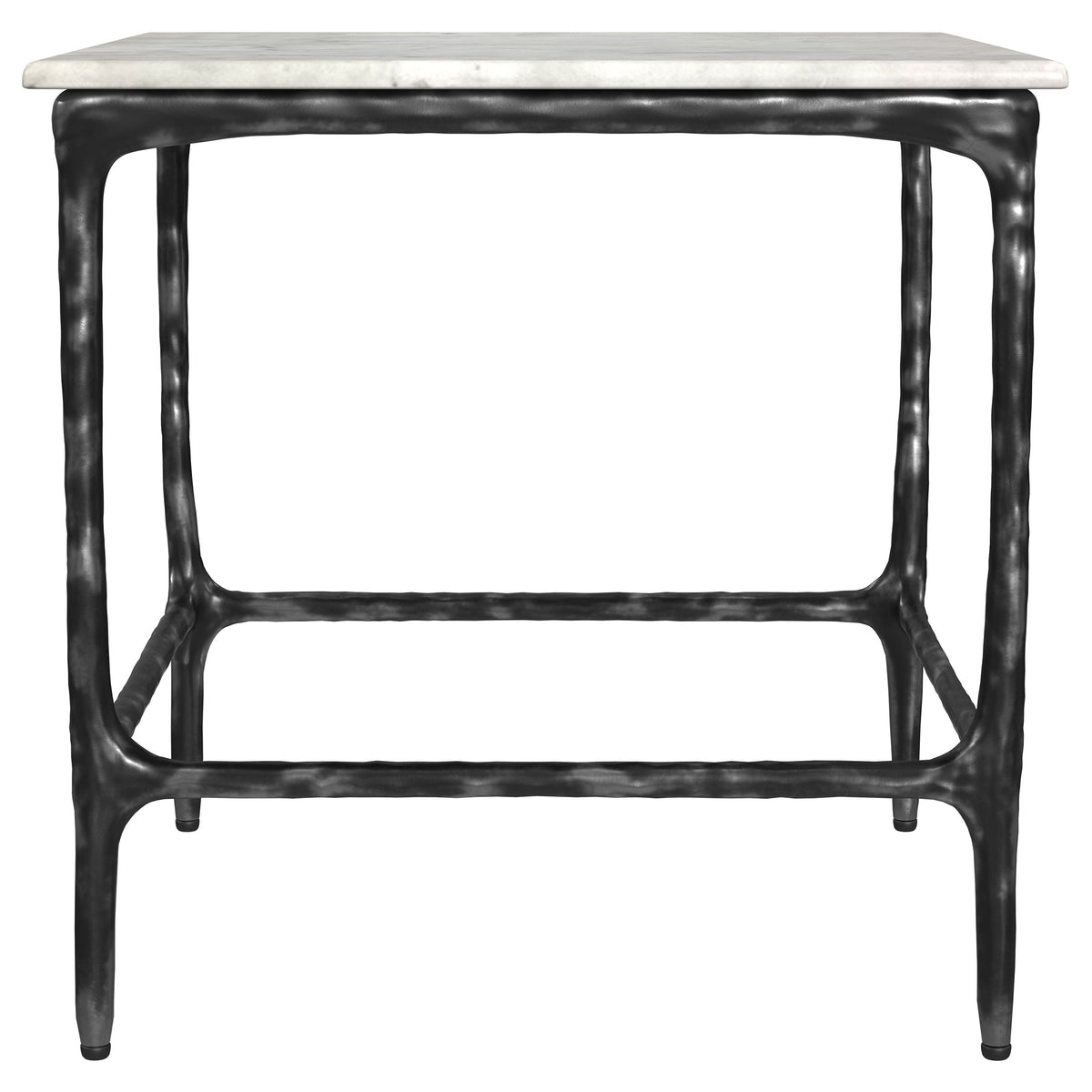Ebby Square End Table - Genuine White Marble Top on Antique Black Iron Frame – view 3