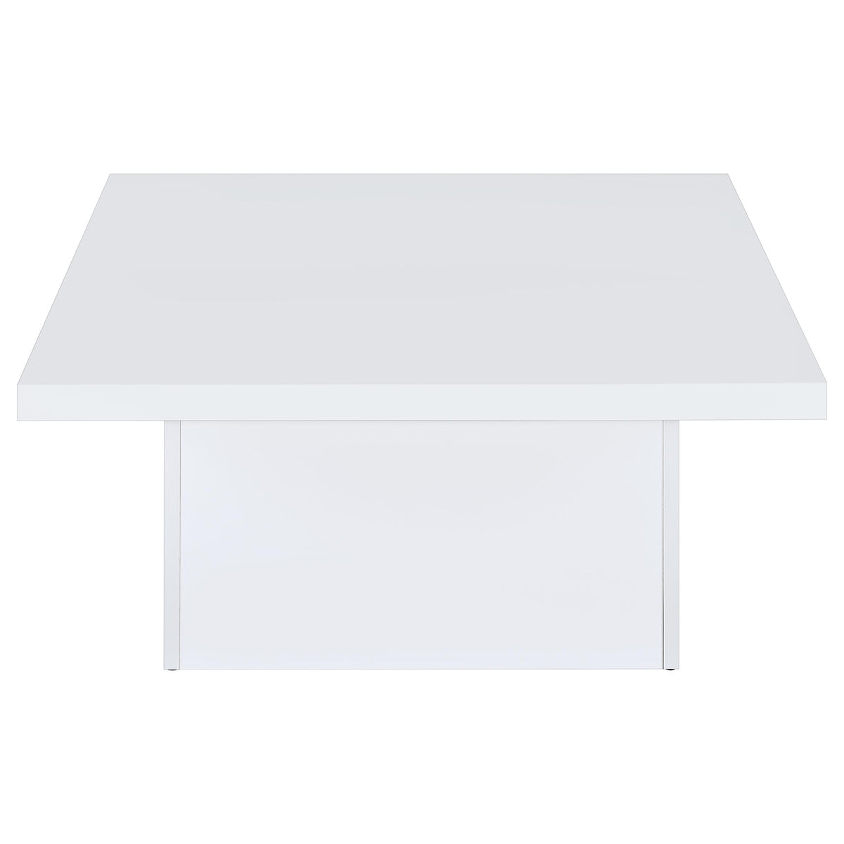 Devar Square Coffee & End Table - Sculptural Plinth Base in White High Gloss – view 9