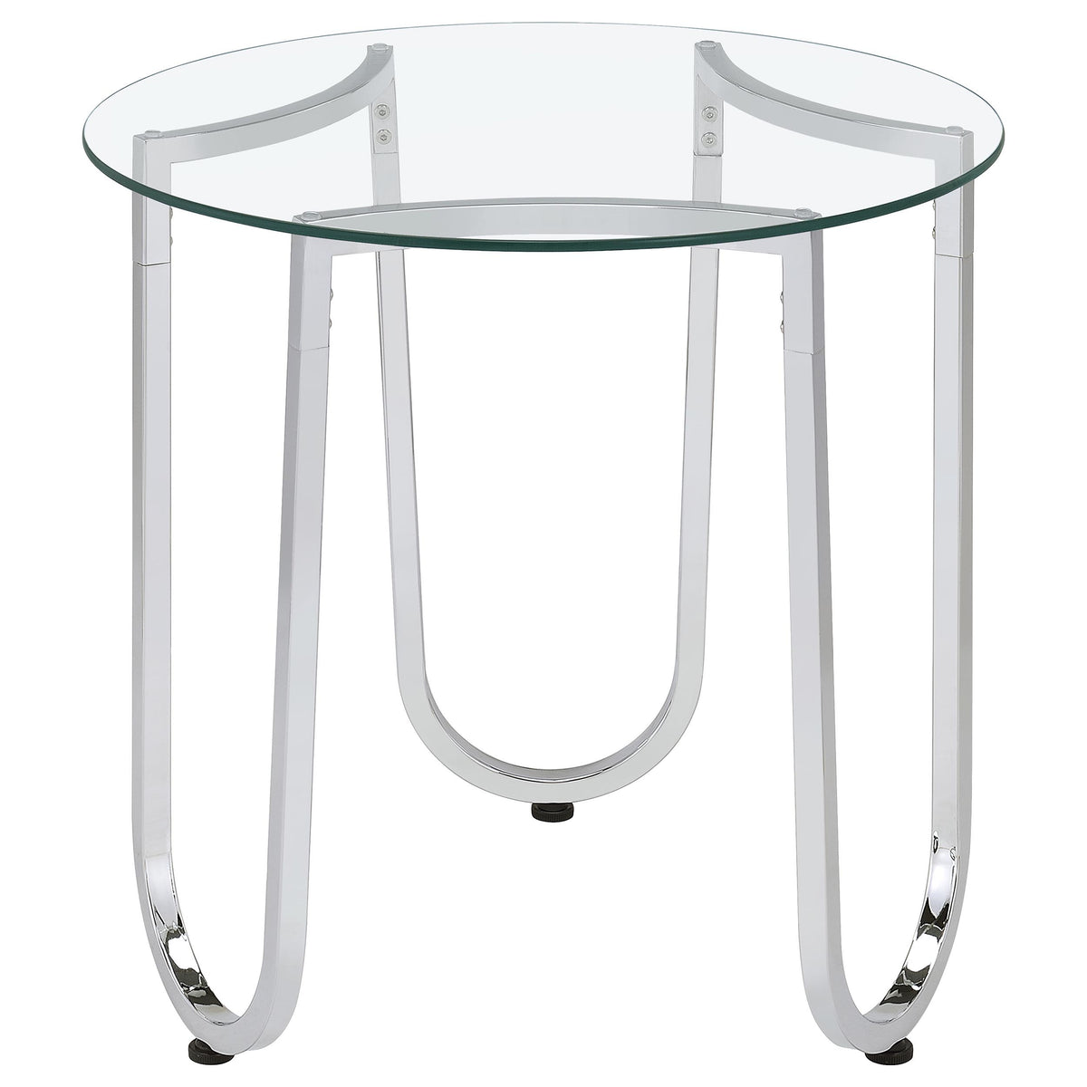 Beller Round Glass Coffee Table & End Table Sets - Tempered Glass Tops on Chrome Frames – view 13