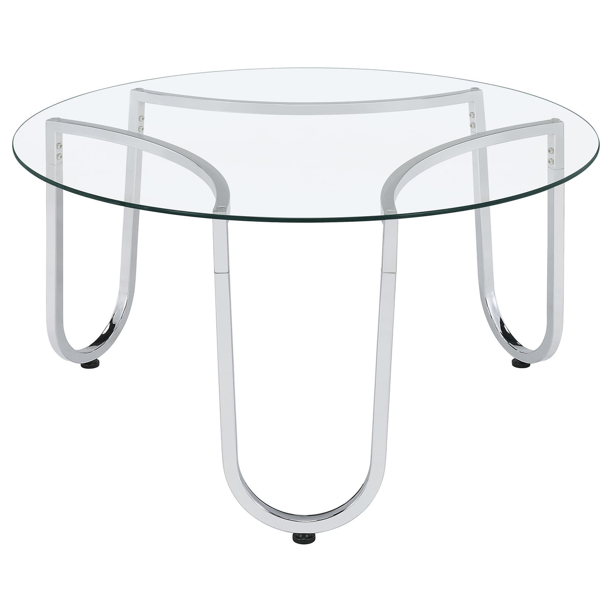 Beller Round Glass Coffee Table & End Table Sets - Tempered Glass Tops on Chrome Frames – view 9