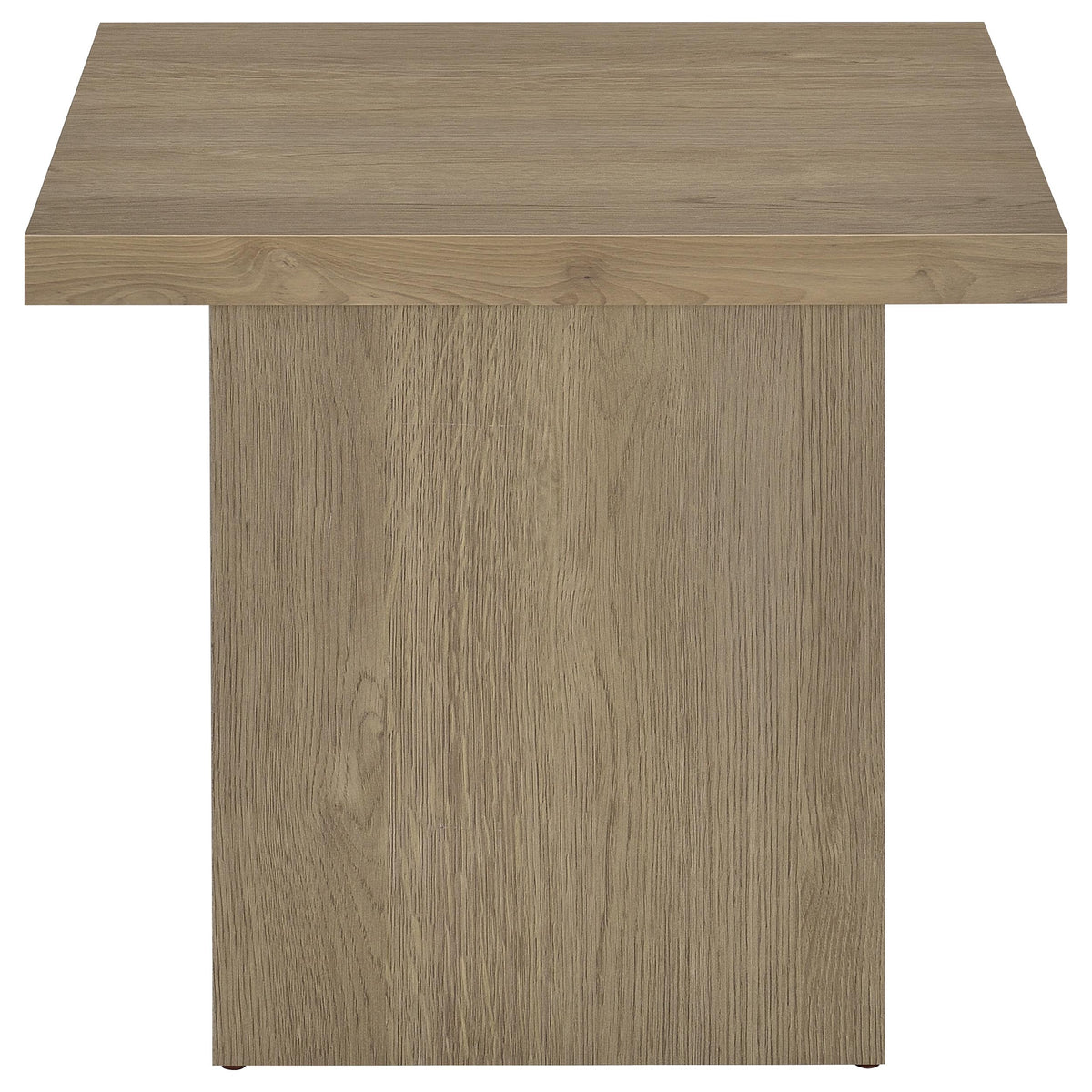 Devar Square Cocktail Coffee Table & End Table Sets - Thick Block Profile in Latte Wood Grain – view 14