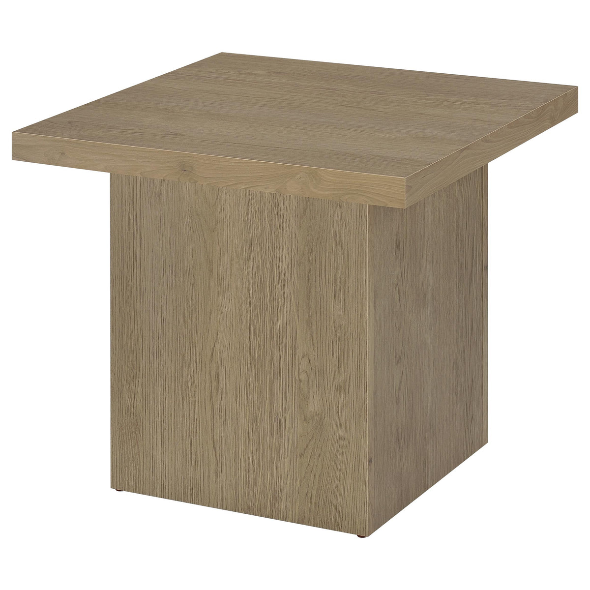 Devar Square Cocktail Coffee Table & End Table Sets - Thick Block Profile in Latte Wood Grain – view 15