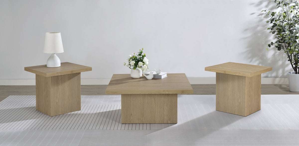 Devar Square Cocktail Coffee Table & End Table Sets - 3pcs- Coffee Table + 2 End Tables