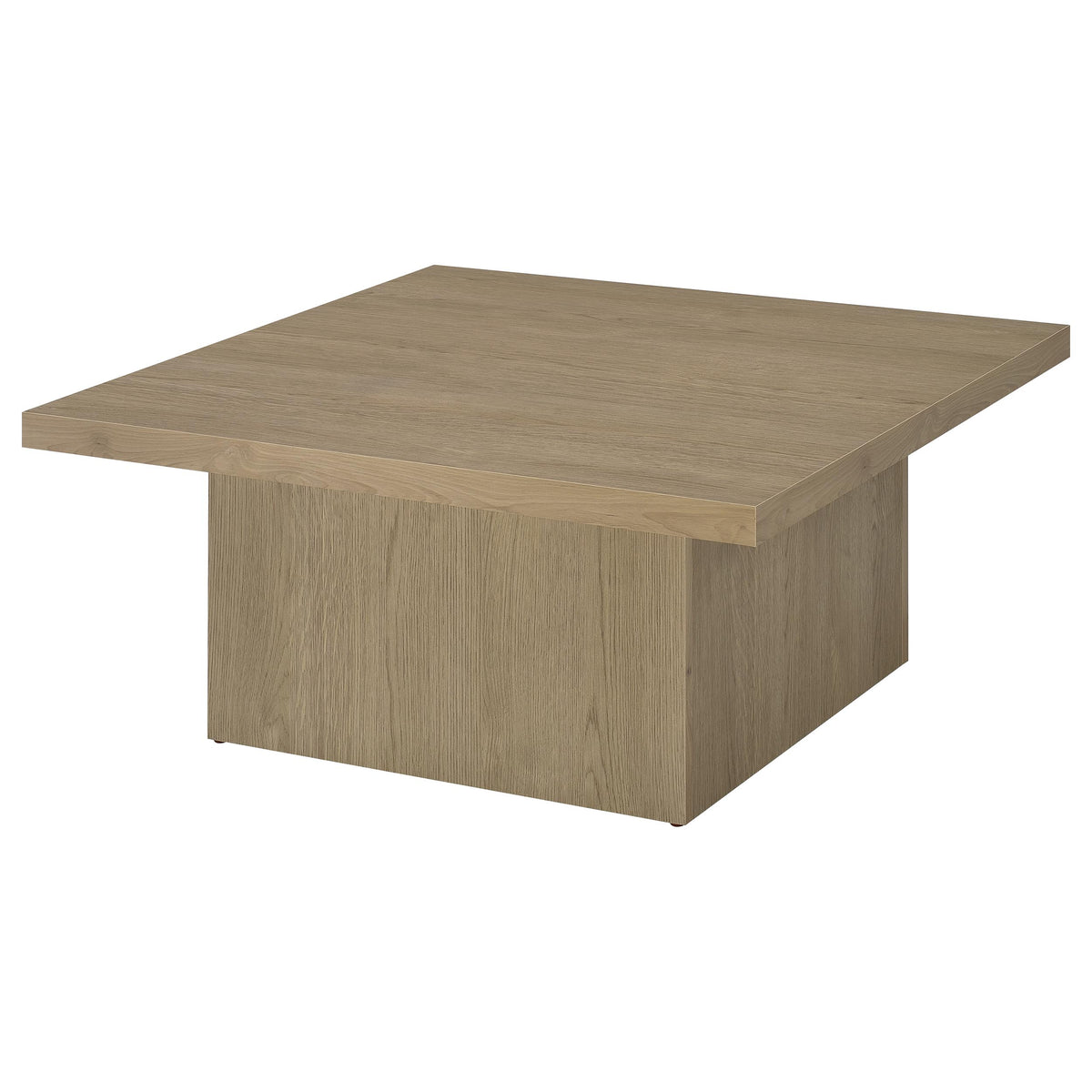 Devar Square Cocktail Coffee Table & End Table Sets - Thick Block Profile in Latte Wood Grain – view 8