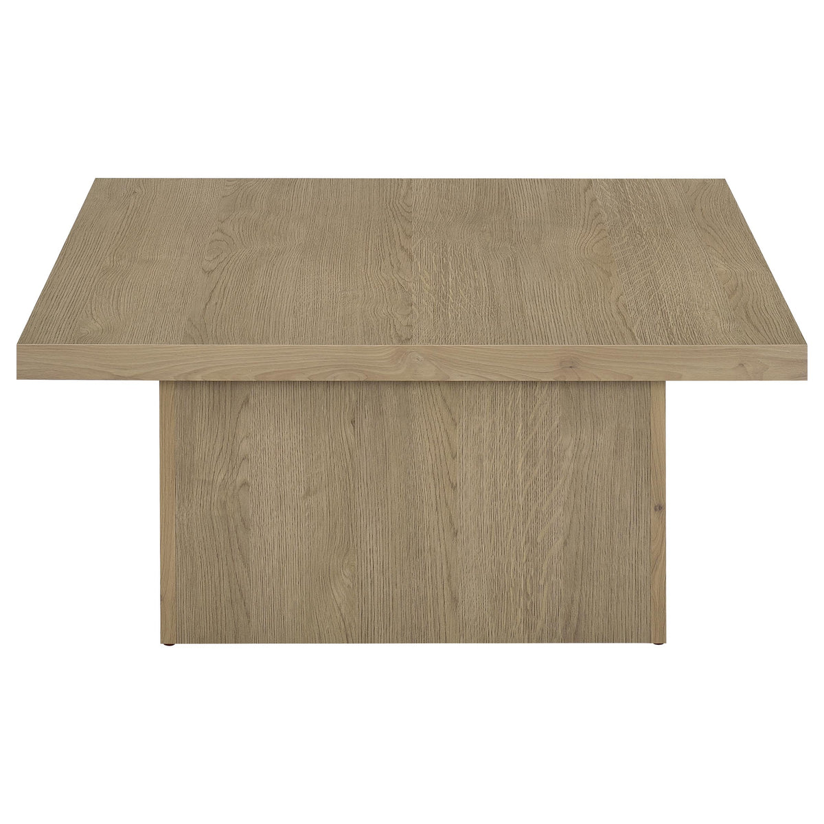 Devar Square Cocktail Coffee Table & End Table Sets - Thick Block Profile in Latte Wood Grain – view 9