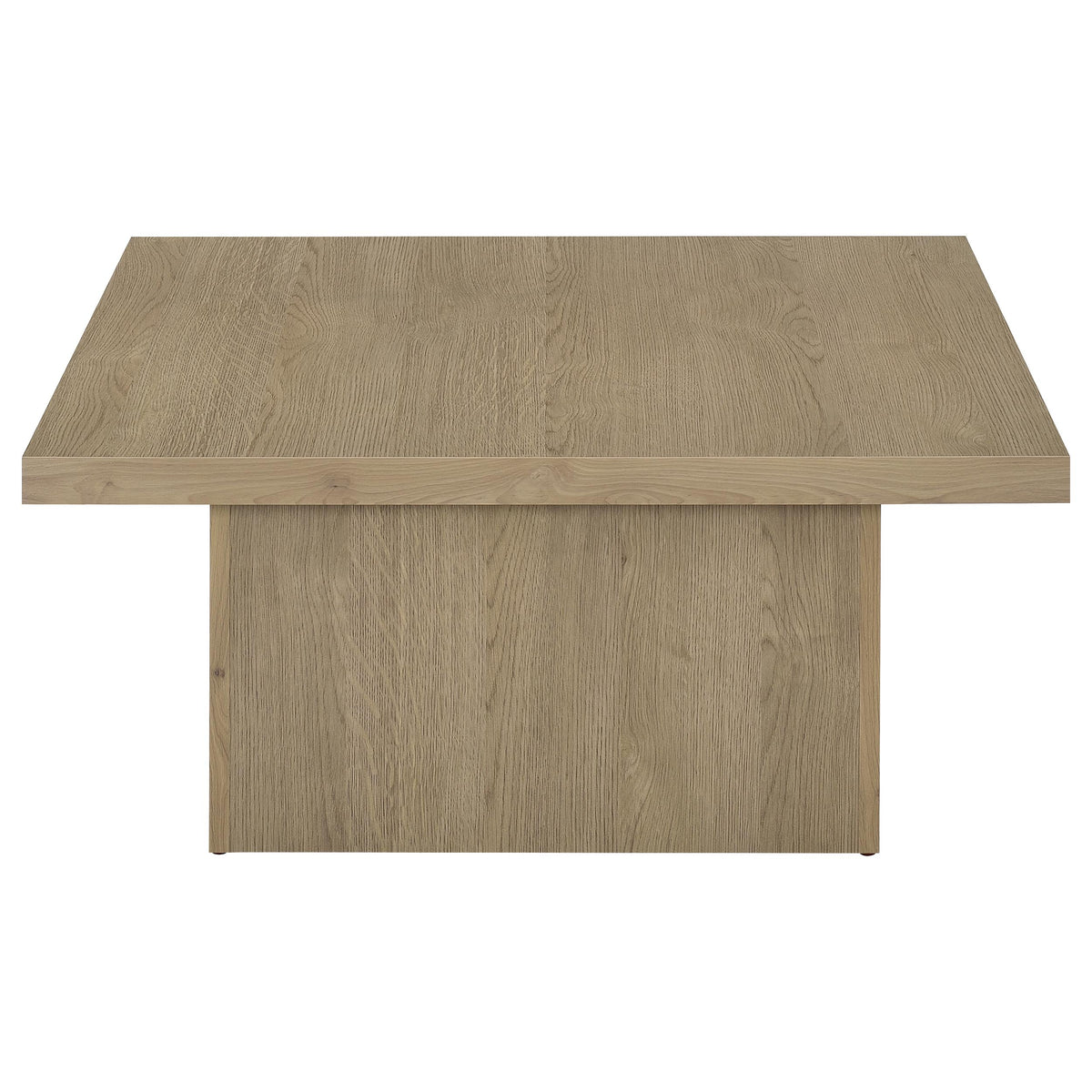 Devar Square Cocktail Coffee Table & End Table Sets - Thick Block Profile in Latte Wood Grain – view 10