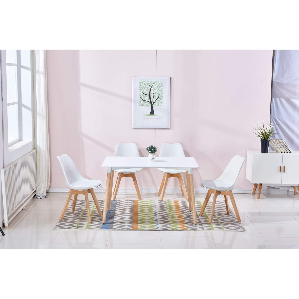 Giselle Mid-Century 5 Pcs Dining Set 5-Piece in Black