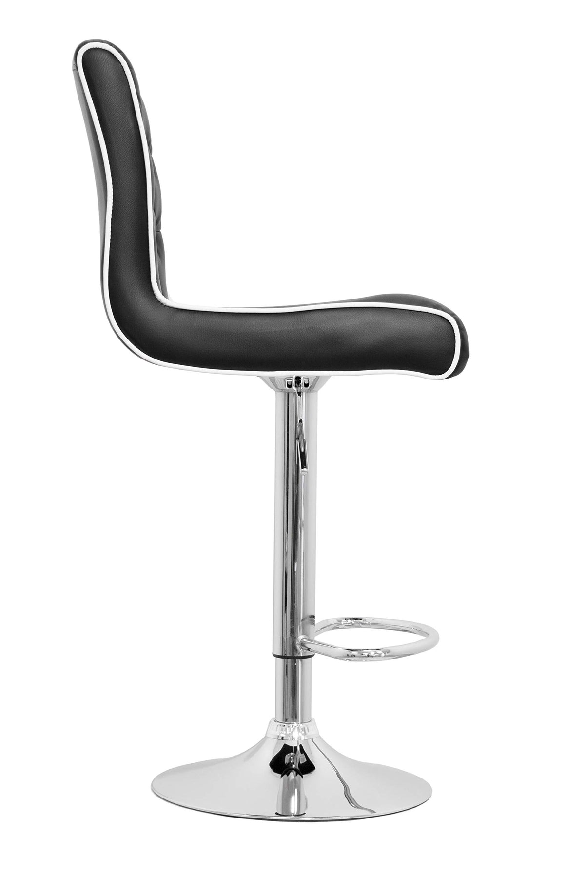 Tufted Vinyl with Faux Crystals Adjustable Swivel Bar Stool - front view