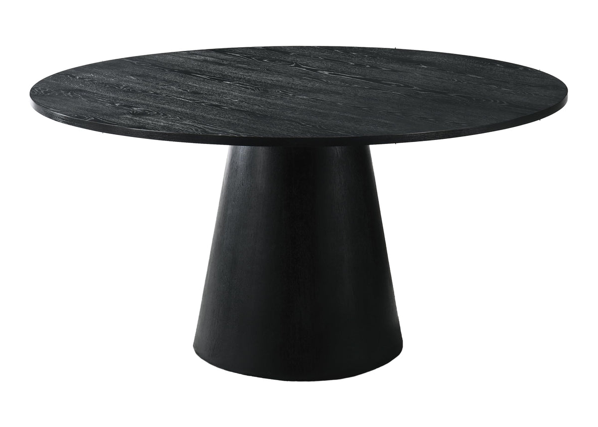 Terra 59" Transitional Round Dining Table with Pedestal Base in Ebony Black