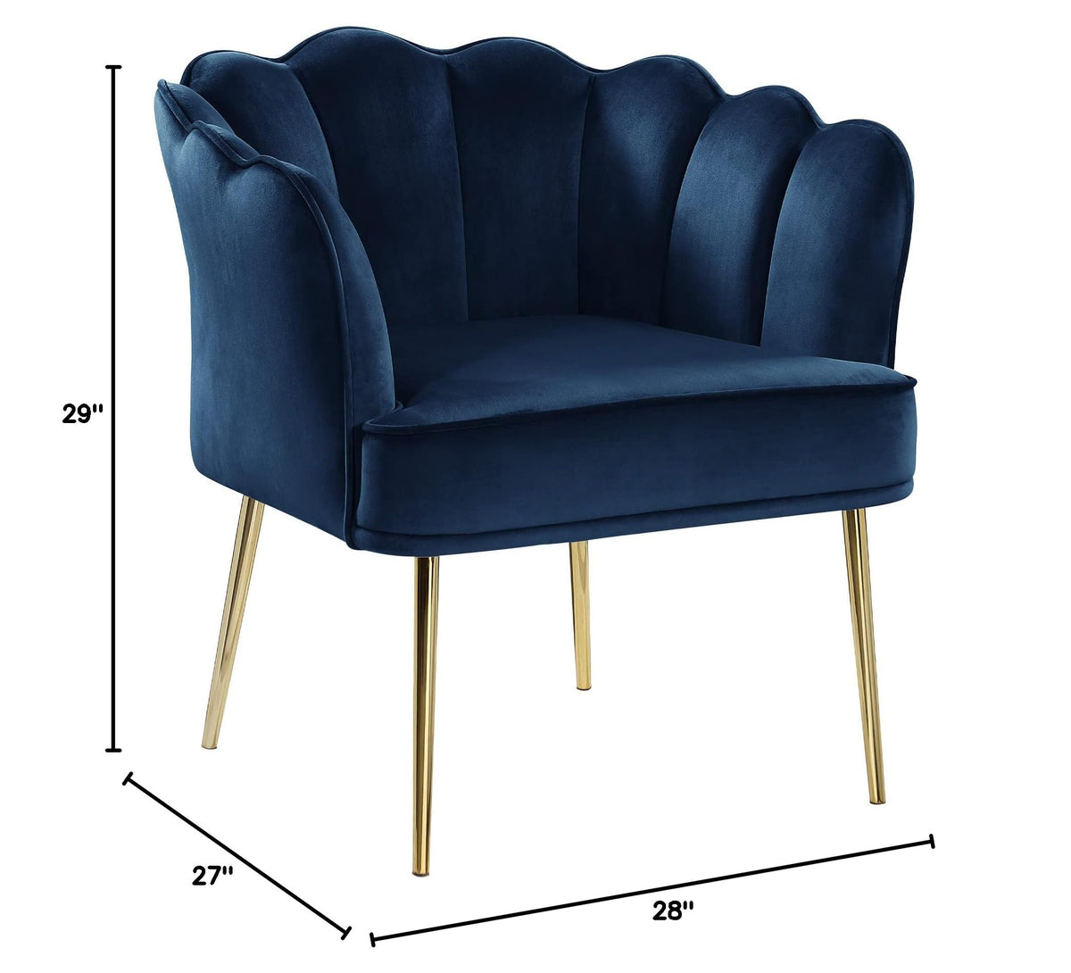Jayleen Velvet Wide Barrel Chair in Navy Blue - side view
