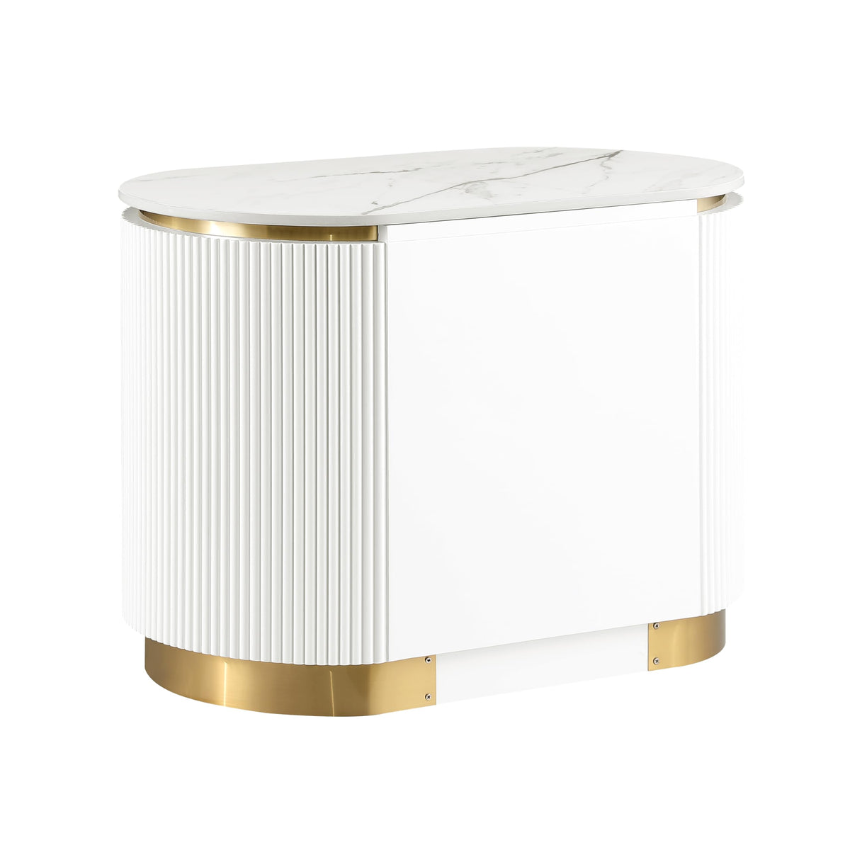 Trandell 22" High Modern Glam Faux Marble Top Nightstand - angle view