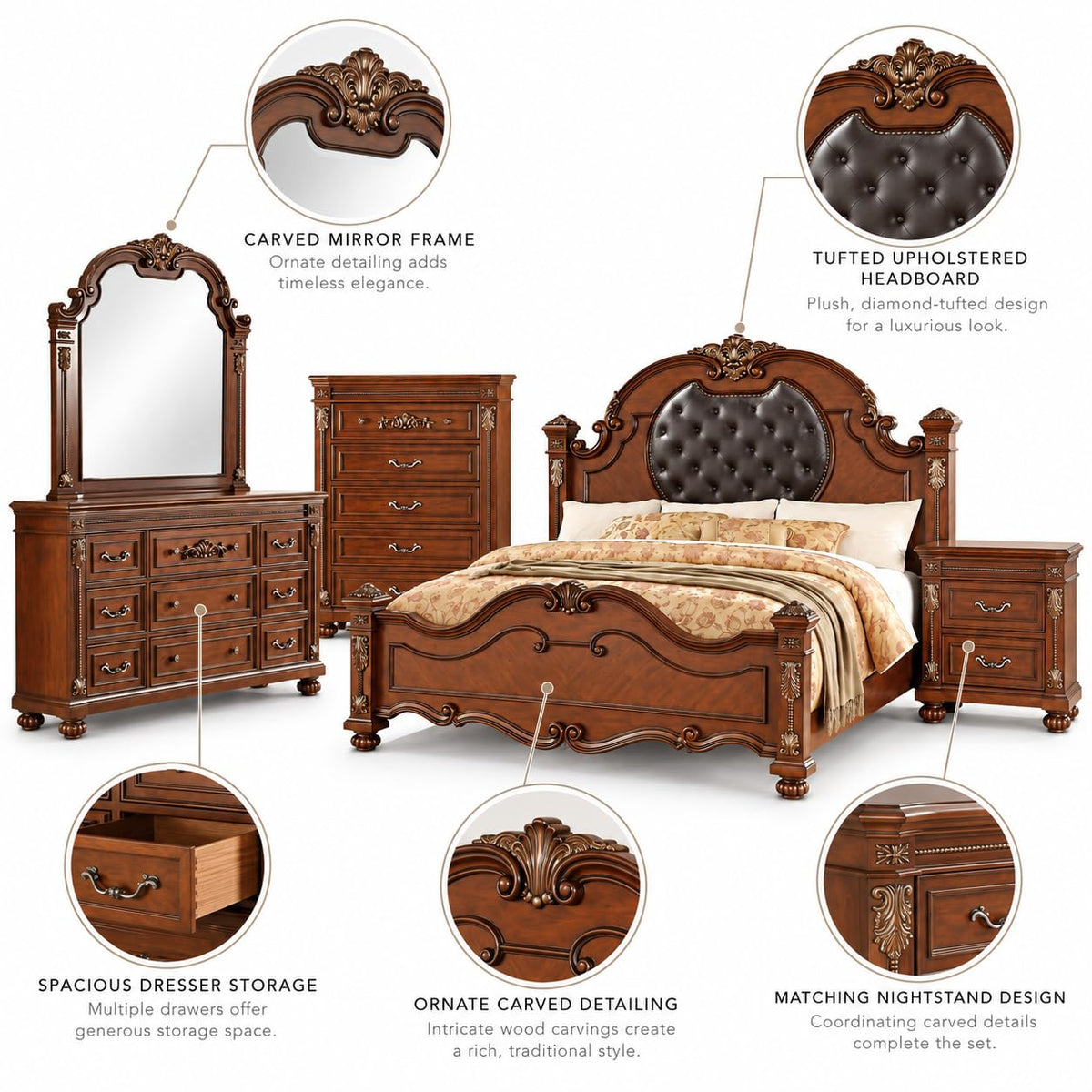 Destiny Cherry Bedroom Set β Queen & King β product view 8