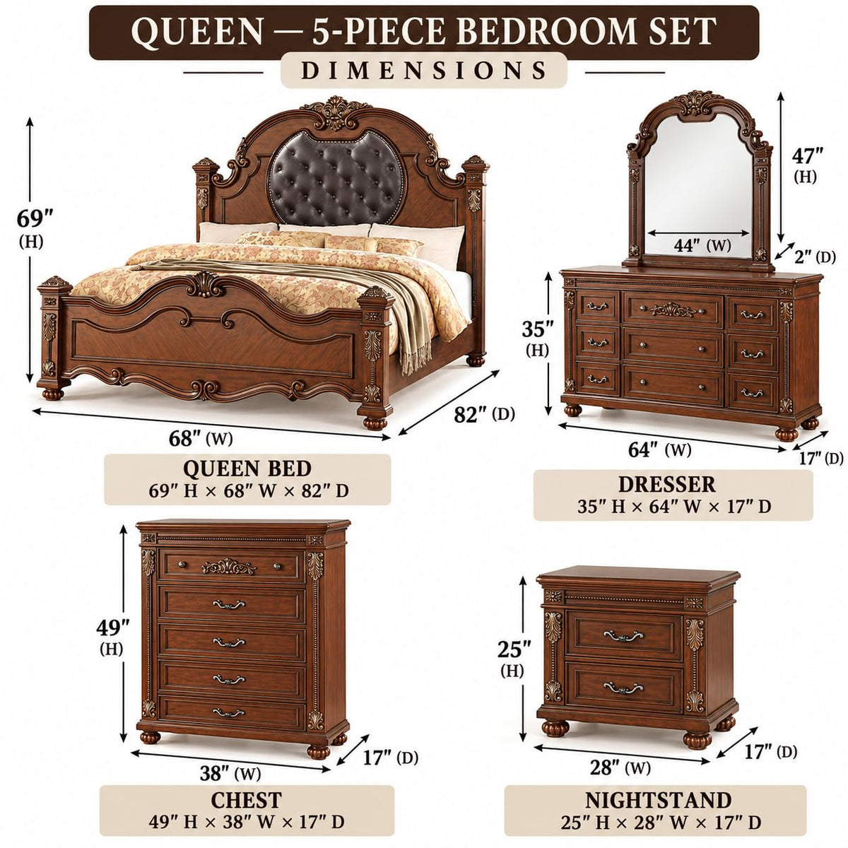 Destiny Cherry Bedroom Set β Queen & King β product view 10