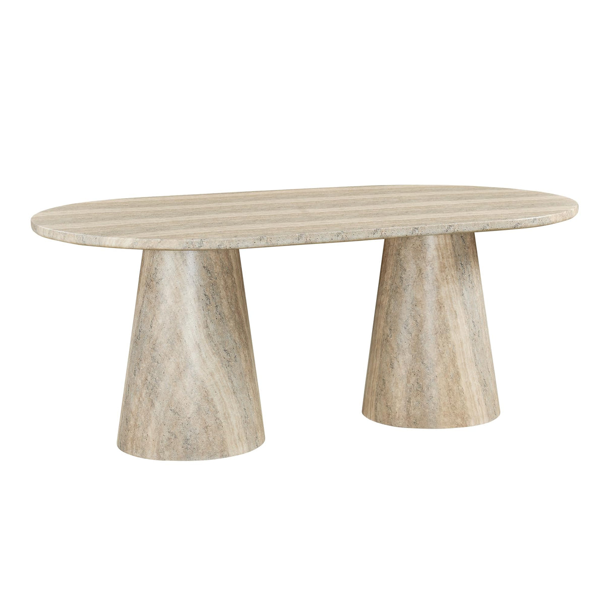 Vyn 78" Modern Oval Dining Table Concrete Tavertine Finish