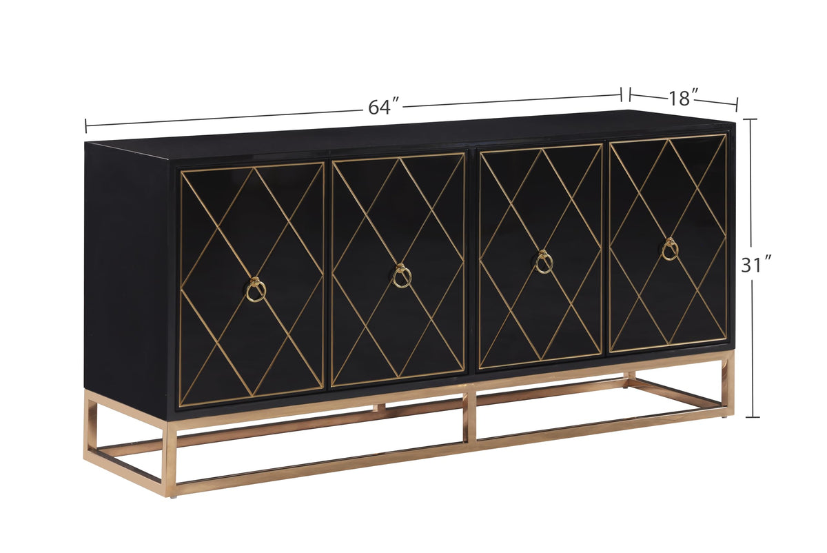 Tabitha 64" Modern Lacquer Sideboard Buffet Cabinet - side view