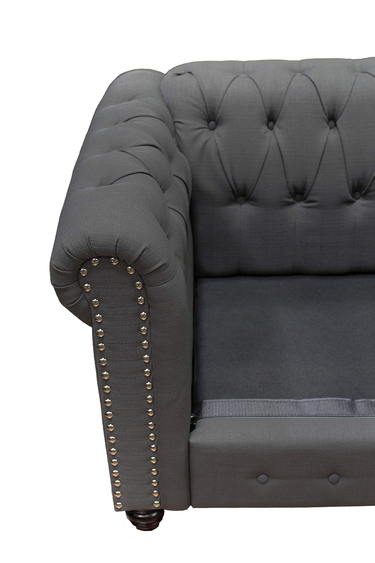 Venice 2 Piece Upholstered Sofa Set in Charcoal - detail view