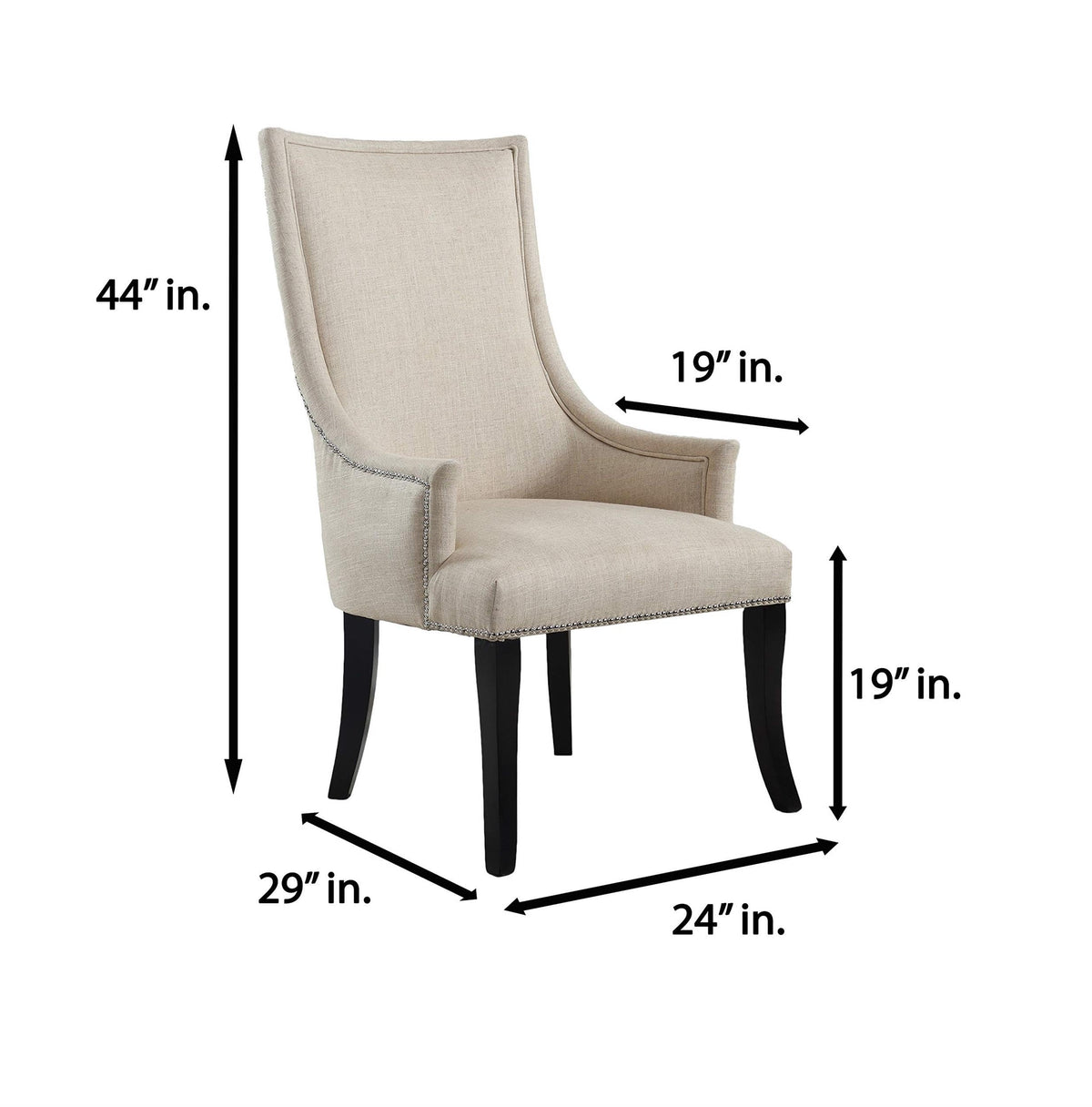 Audrey Fabric Accent Chair in Beige - side view