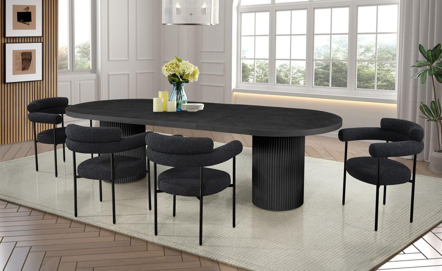 Dobby 90"-123" Extendable Oval Wooden Dining Table in Black