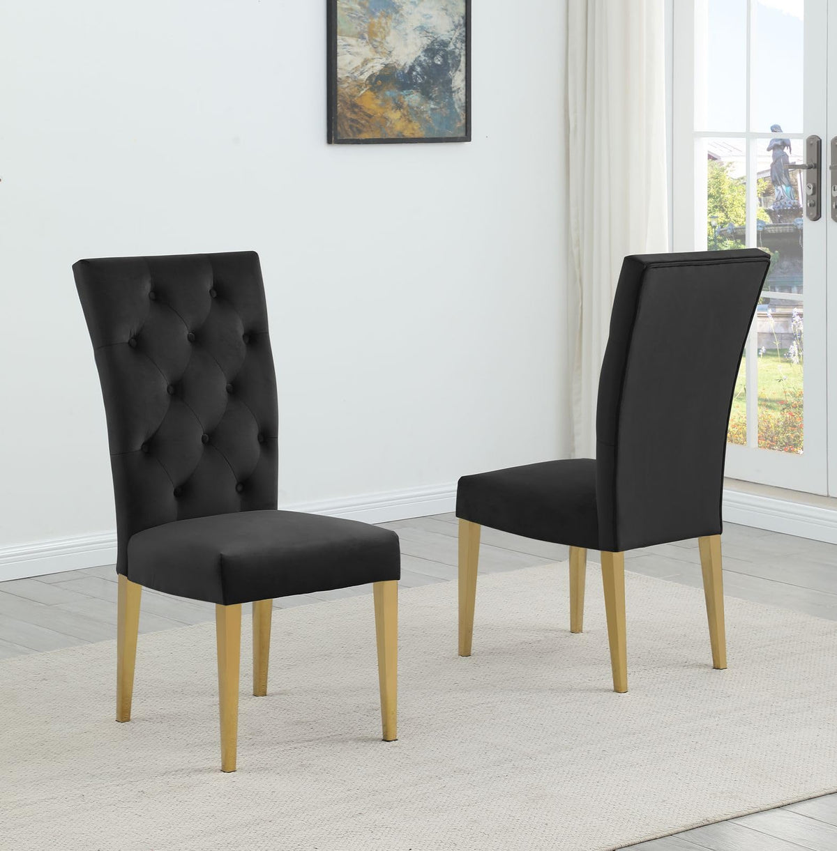 Lexington Modern Velvet Upholstered Dining Side Chairs - front view