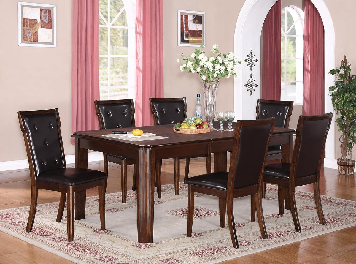 Pam Dark Wood 7-Piece Dining Set — collection view; check selected pieces