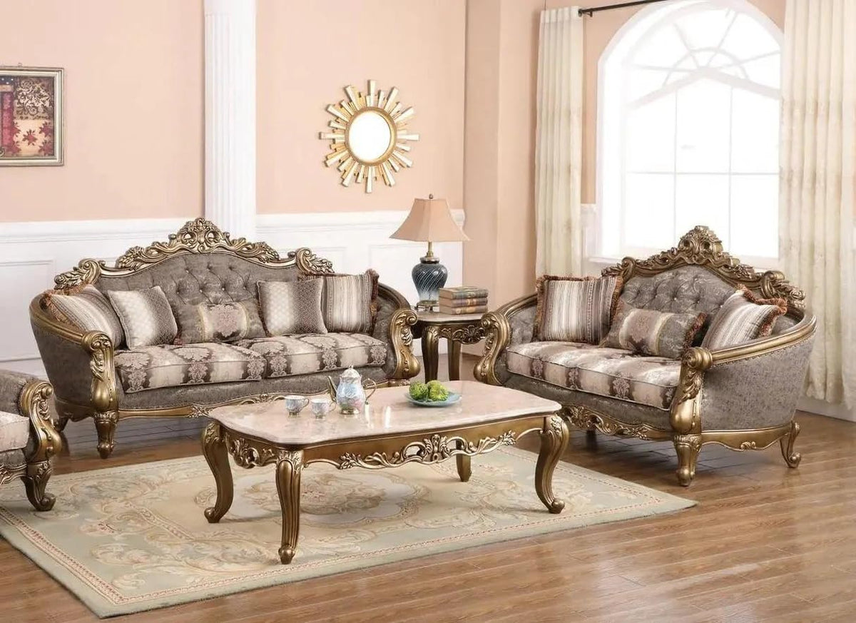 Amelia Antique Gold Sofa & Loveseat Set — product image 1