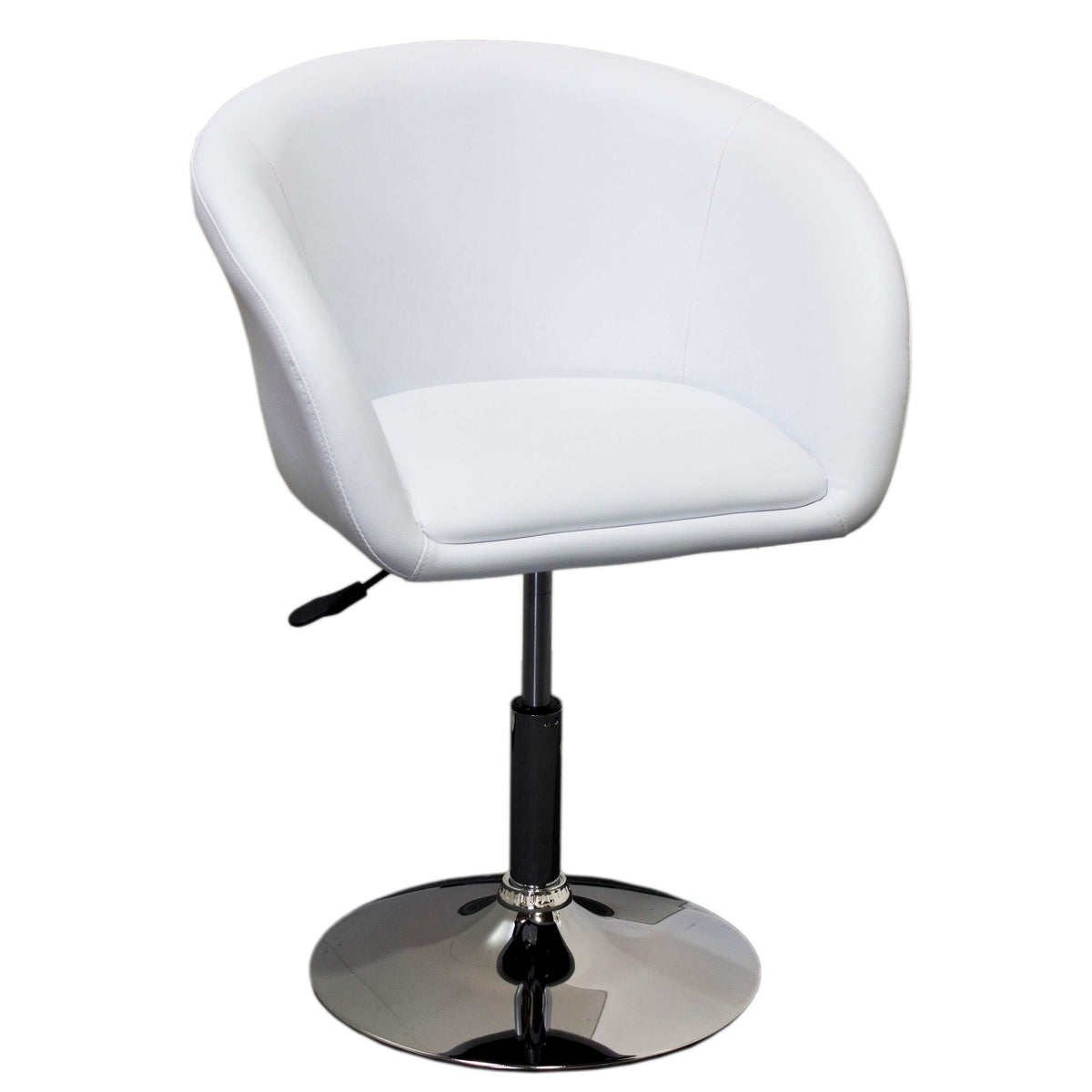 Faux Leather Swivel Coffee Chair in Red/Chrome Legs - side view
