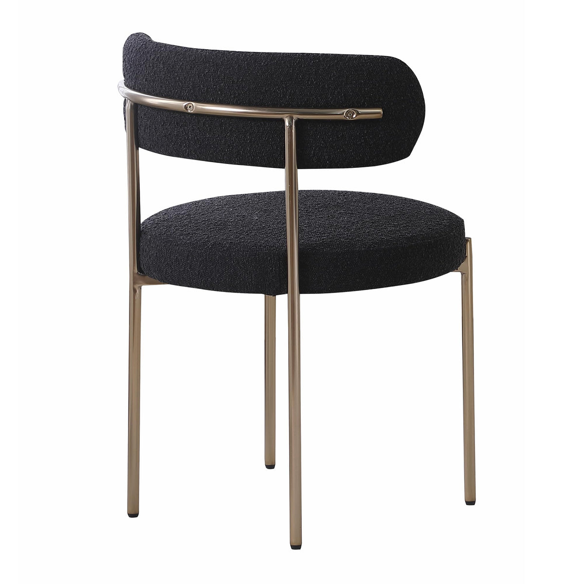 Dobby Contemporary Boucle Fabric Dining Chair with Gold Legs - detail view