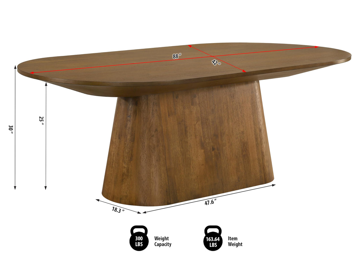 Terra 88" Mid-Century Modern Wood Oval Dining Table - side view