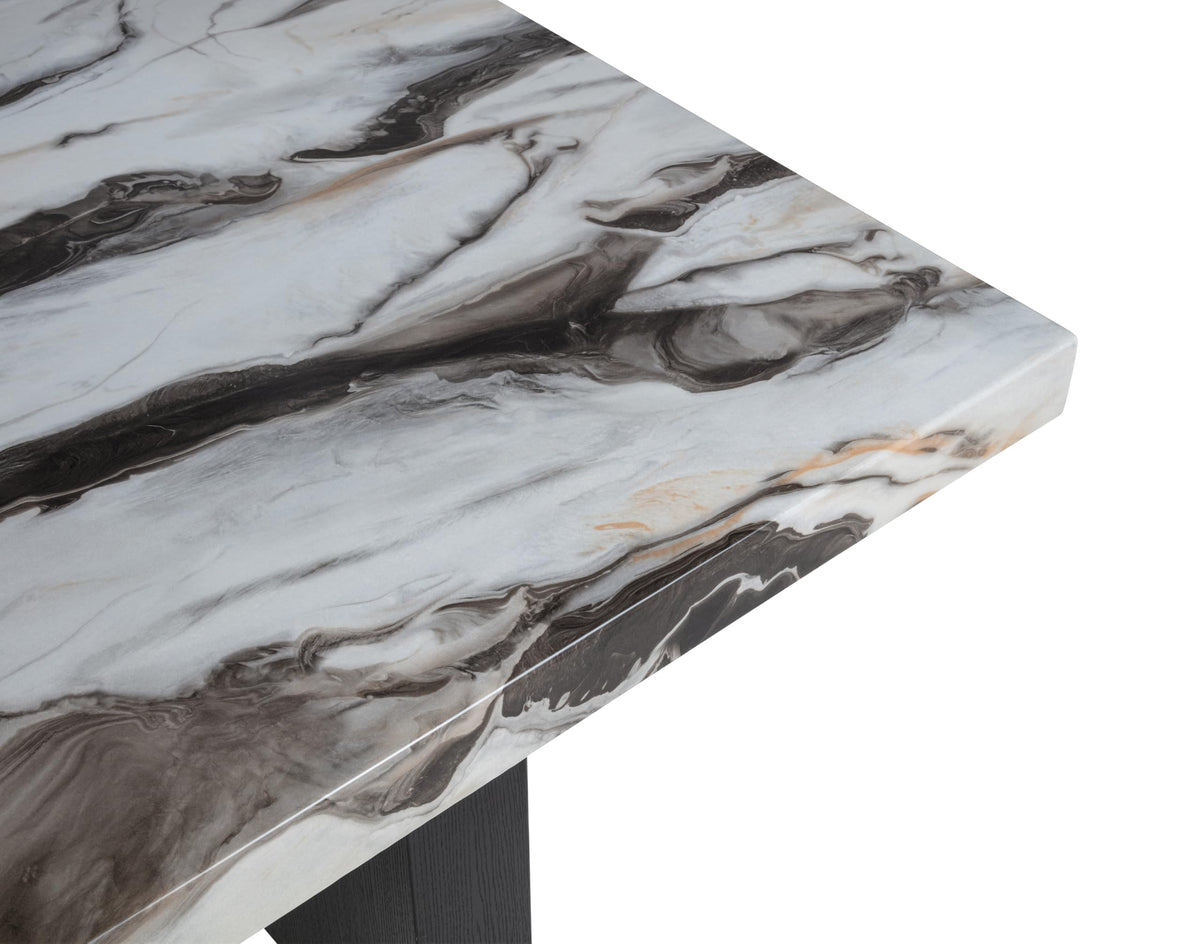 Sheridan 78" Transitional Rectangle Charcoal Lava Top Dining Table - detail view
