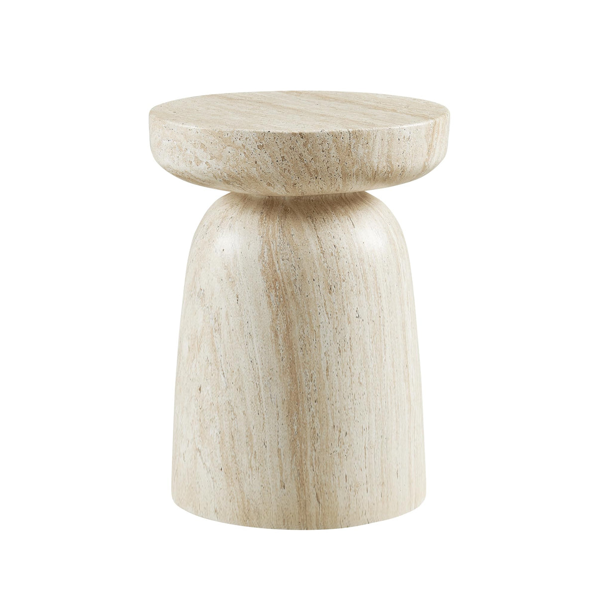Vyn 14" Modern Round Side Table Concrete Tavertine Finish