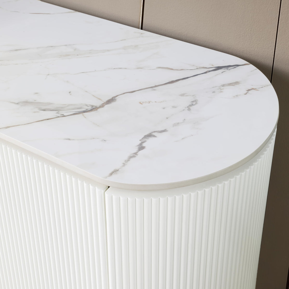 Trandell 70" Modern Glam Faux Marble Top Fully Assembled Sideboard - close-up