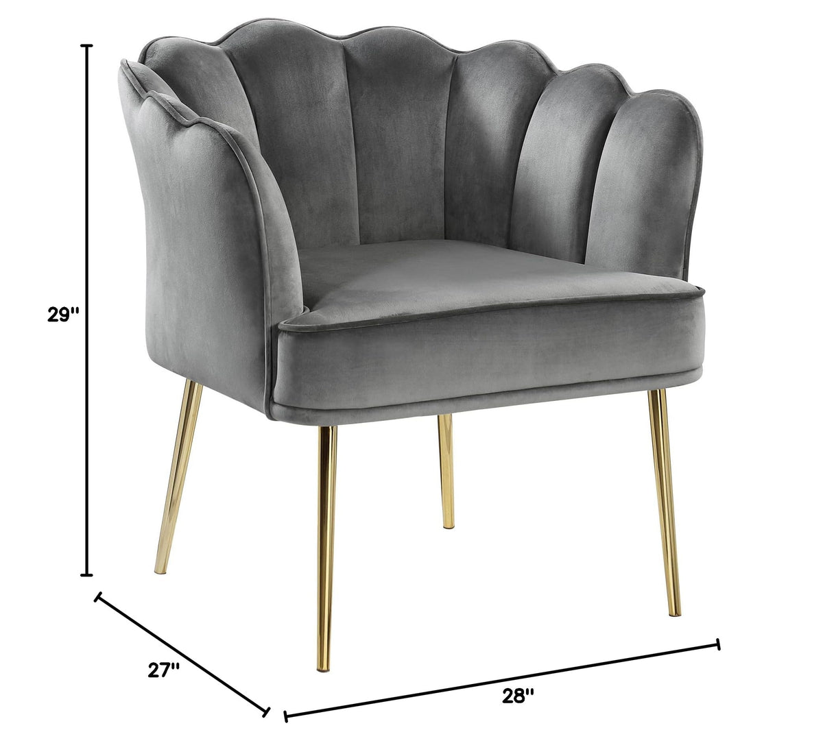 Jayleen Velvet Wide Barrel Chair in Grey - side view
