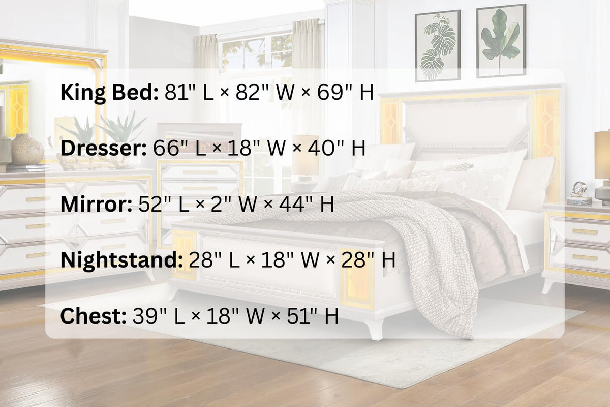 Claire White Bedroom Set — Queen & King — product view 8
