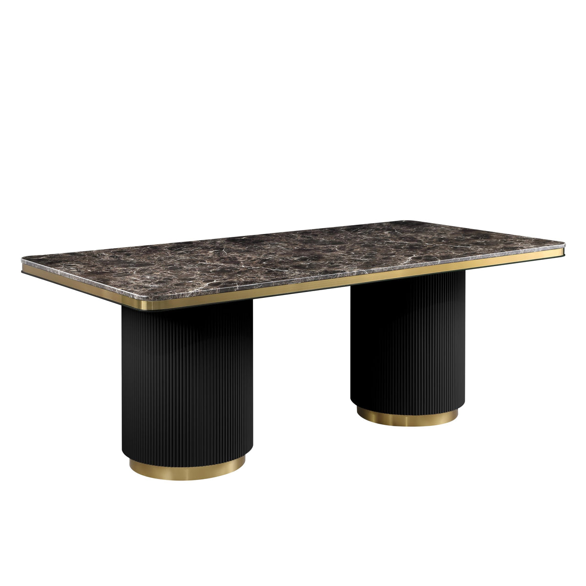 Trandell 79" Modern Glam Rectangle Faux Marble Top Dining Table