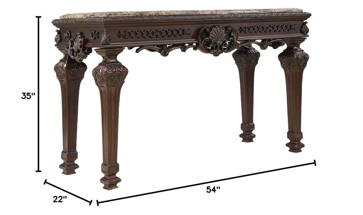 Tuscany 54" Traditional Rectangle Console Table - side view
