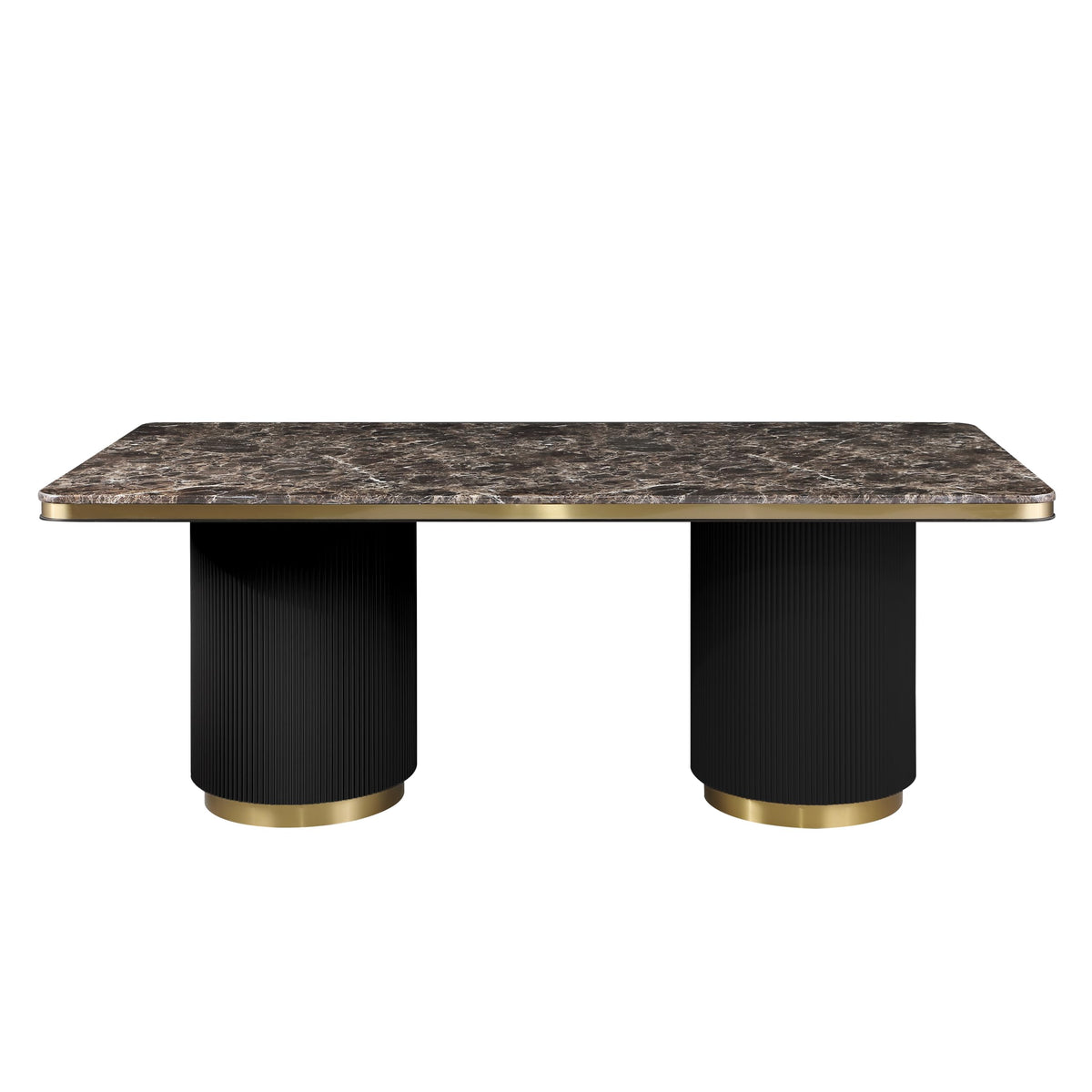 Trandell 79" Modern Glam Rectangle Faux Marble Top Dining Table - detail view