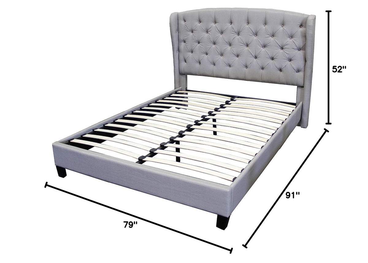 Yvette Upholstered Tufted with Wingback Platform Bed California King in Grey - front view
